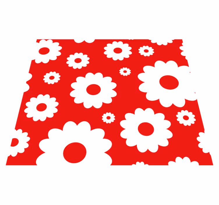 Bedroom vinyl rug white daisies on red background - TenStickers