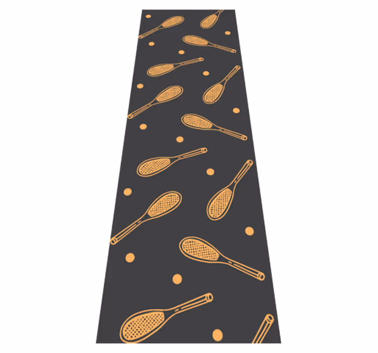 Bedroom vinyl rug with orange rackets and balls design - TenStickers