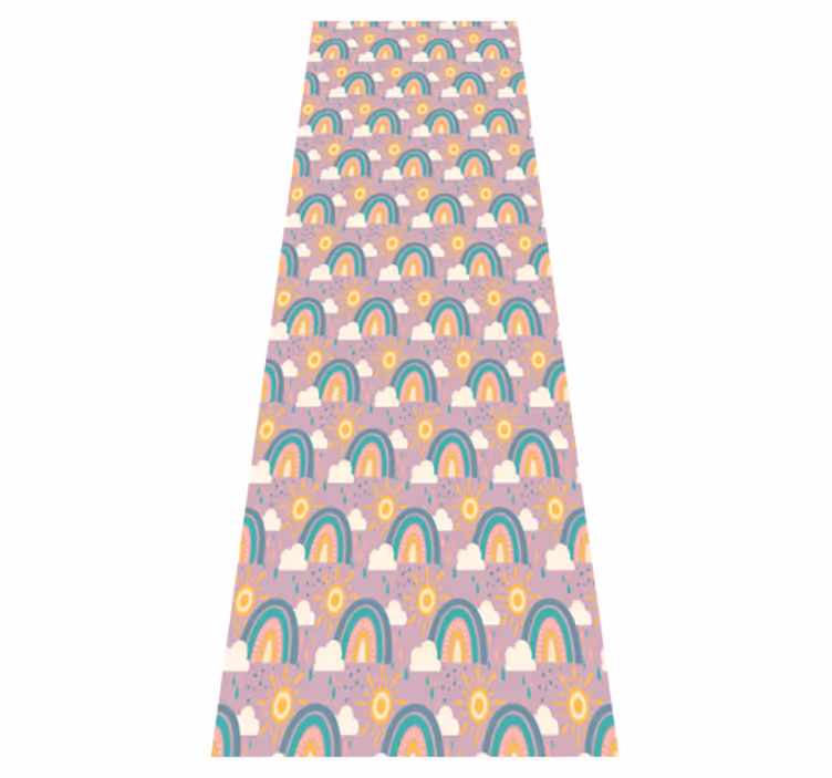 Cute sun and rainbow pattern bedroom vinyl rug - TenStickers
