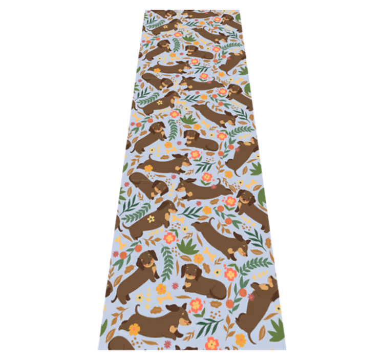 Dachshund and flowers pattern bedroom vinyl rug - TenStickers