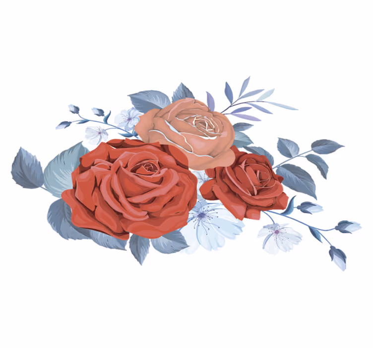 Bedroom vinyl rug with blue bouquet flowers - TenStickers