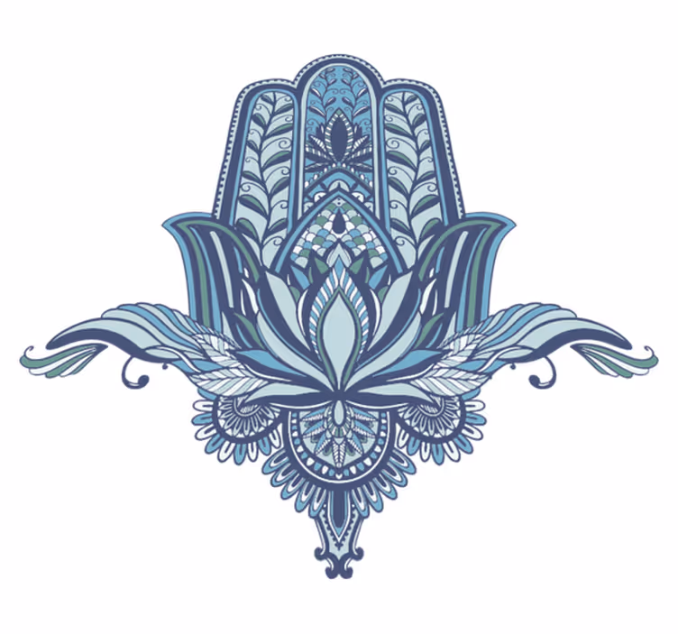 Bedroom vinyl rug blue jewish hamsa hand design - TenStickers