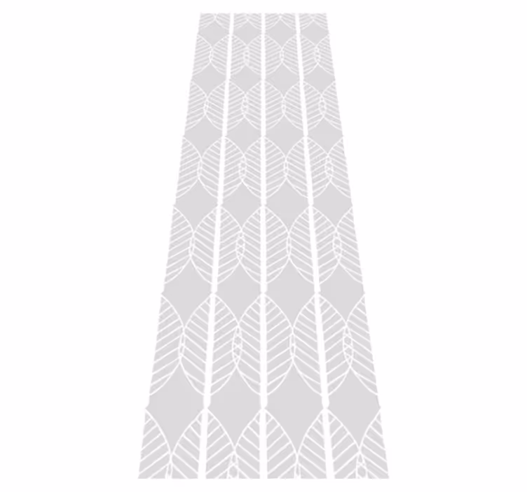 Scandinavian vinyl rug white leaf pattern on grey - TenStickers