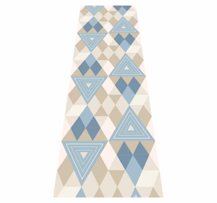 Scandinavian vinyl rug with nordic geometric blue pattern - TenStickers