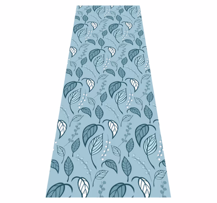 Scandinavian vinyl rug with blue leaf pattern - TenStickers