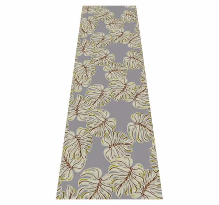Scandinavian vinyl rug with gray minimal monstera leaves - TenStickers