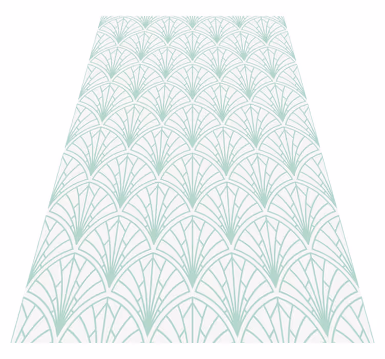 Scandinavian vinyl rug light aquamarine leaves white - TenStickers