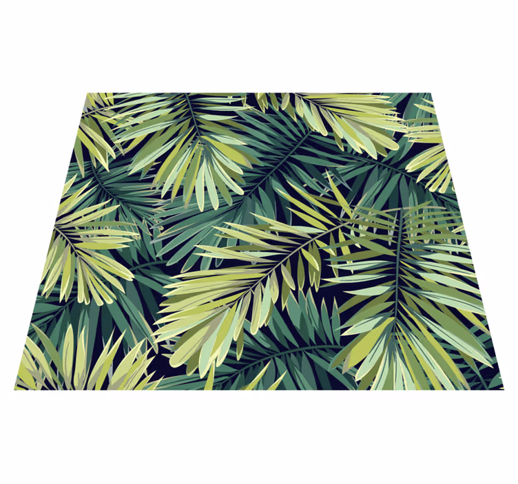 Nature vinyl rug with large green leaves - TenStickers