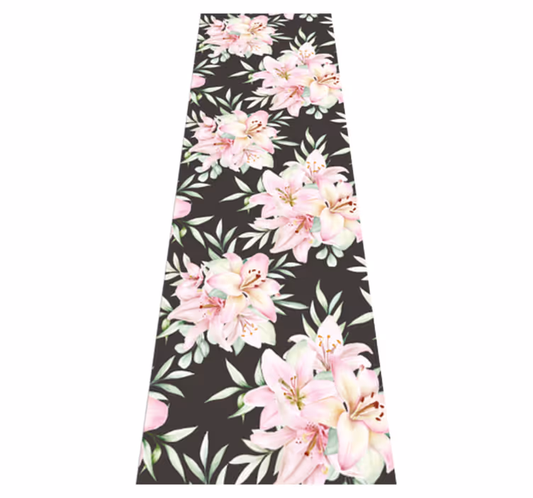 Nature vinyl rug watercolor lilies floral design - TenStickers