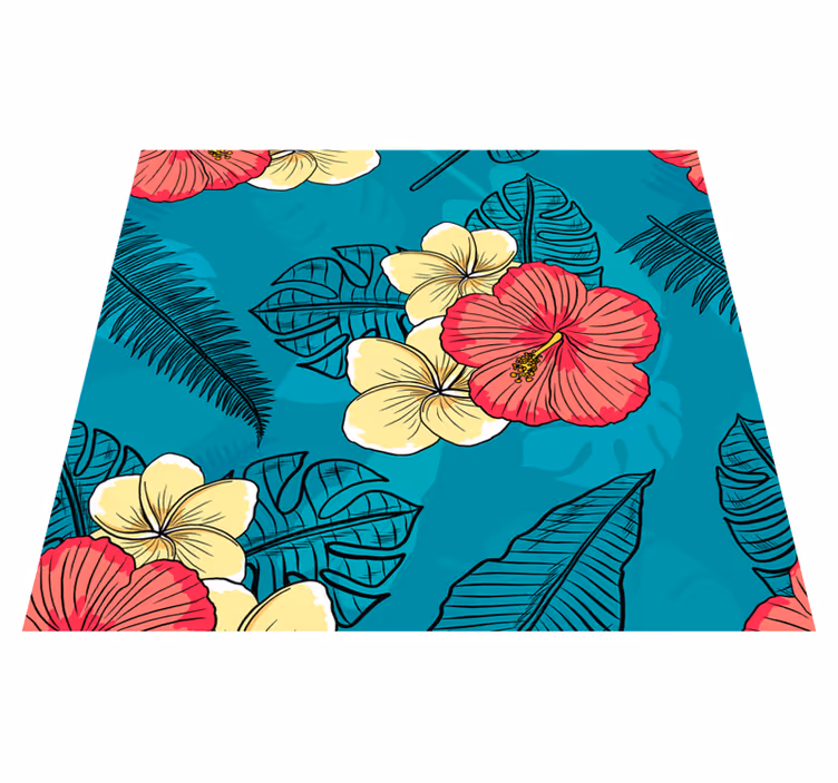 Nature vinyl rug hawaiian floral design - TenStickers