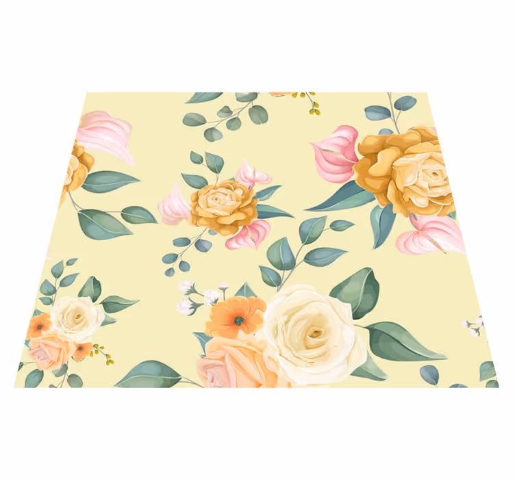 Nature vinyl rug yellow roses vintage style - TenStickers