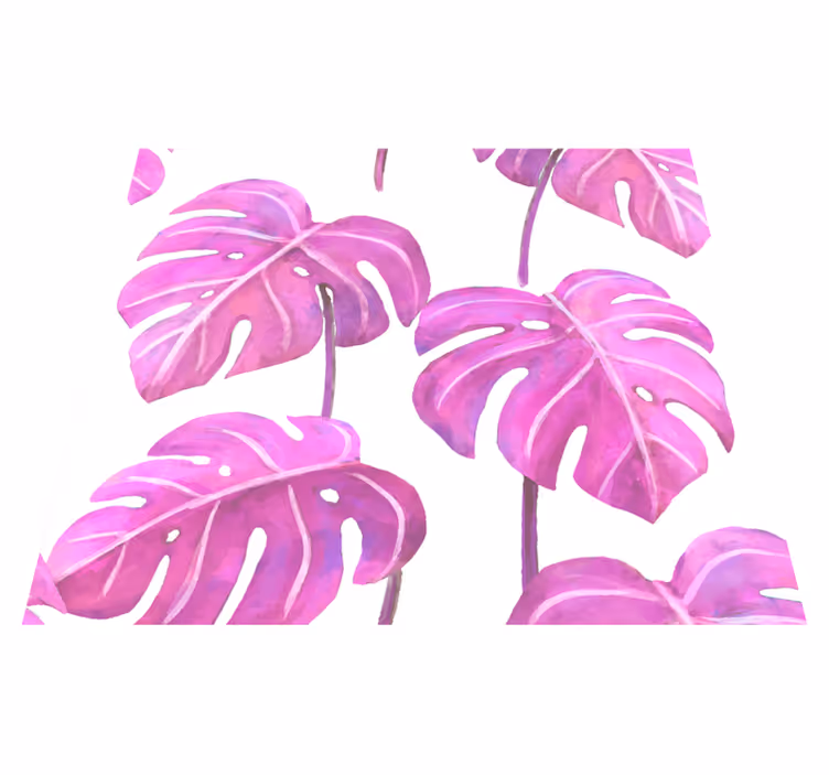 Nature vinyl rug pink painted monstera - TenStickers