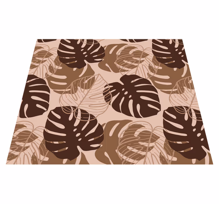 Nature vinyl rug brown tone monstera plant - TenStickers