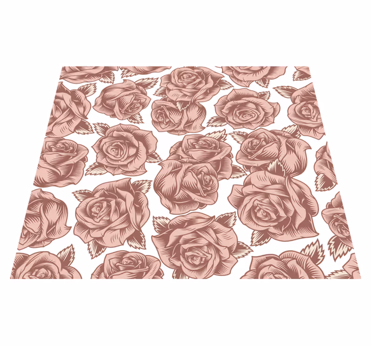 Nature vinyl rug with vintage roses - TenStickers