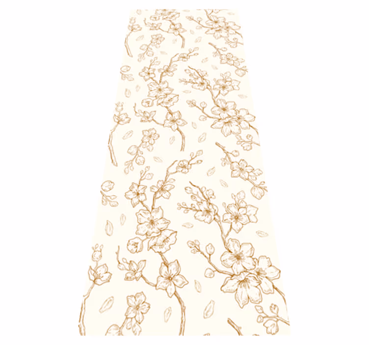 Nature vinyl rug cream sakura blossom flower - TenStickers