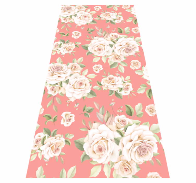 Nature vinyl rug with vintage pink roses design - TenStickers