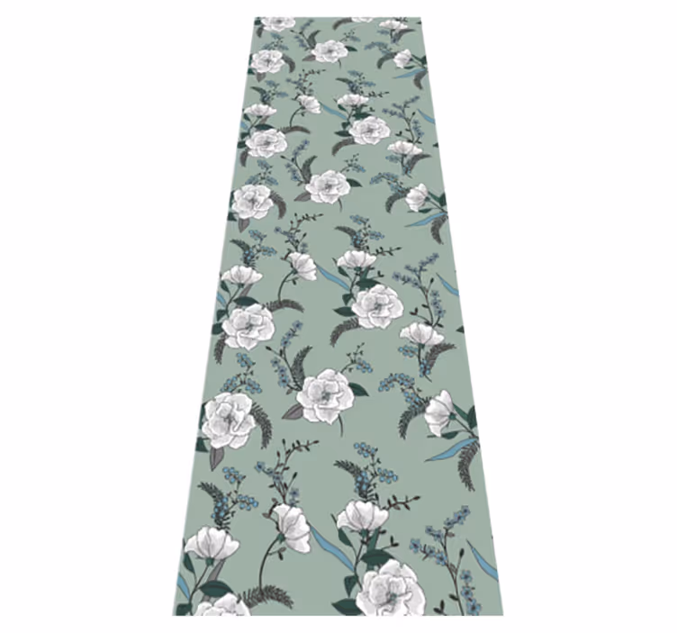 Nature vinyl rug beautiful white magnolia tree - TenStickers