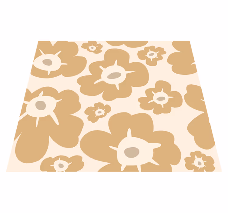 Nature vinyl rug with beige poppies design - TenStickers