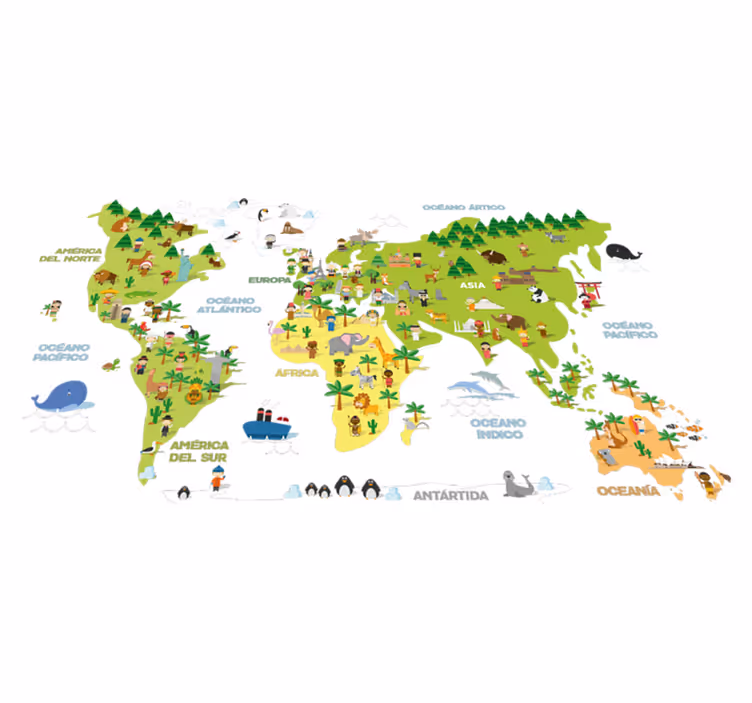 World map vinyl rug for kids featuring countries - TenStickers