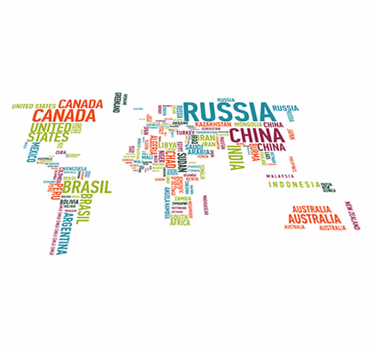 World map vinyl rug colorful countries on background - TenStickers