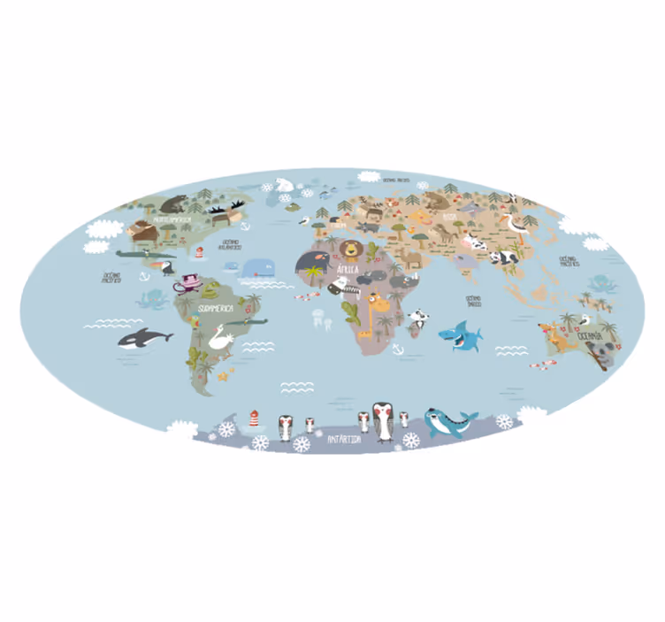 World map vinyl rug pastel world map - TenStickers
