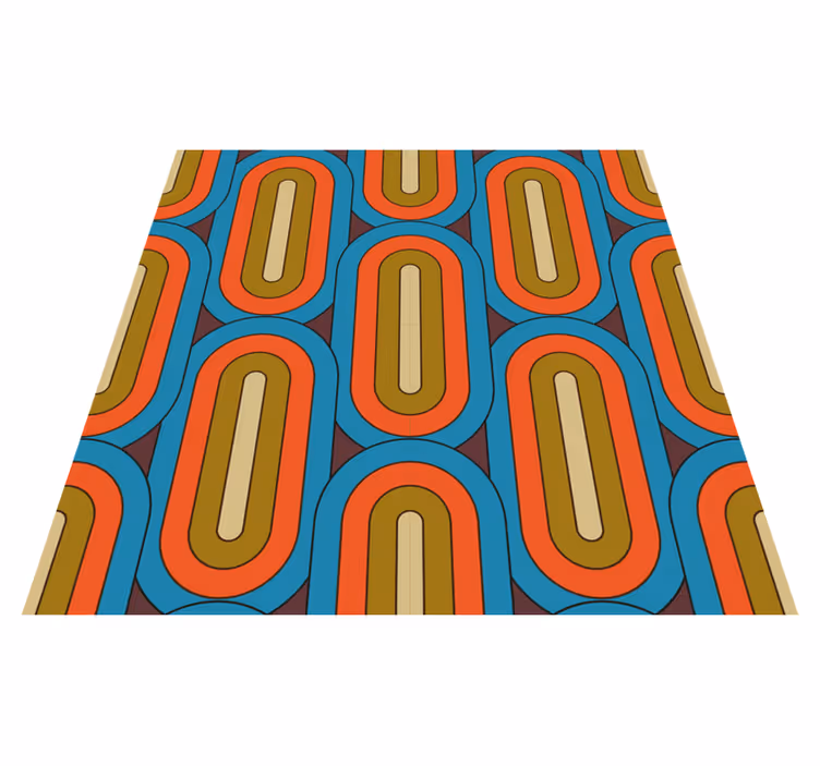 Vintage vinyl rug in retro rounded blue - TenStickers