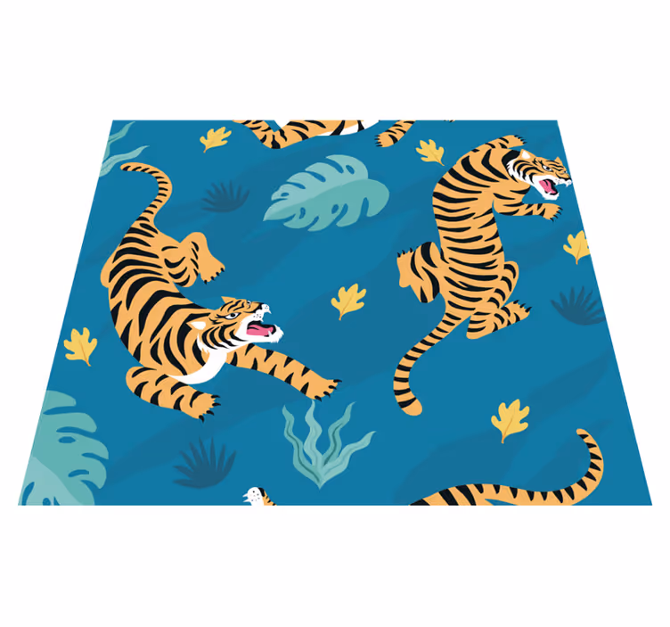Animal vinyl rug featuring tiger design - TenStickers