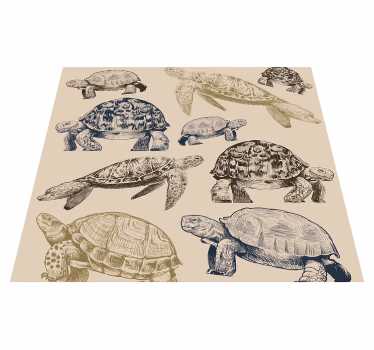 Turtles beige background animal vinyl rug - TenStickers