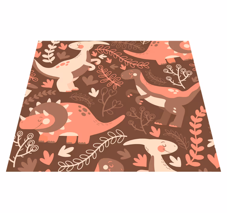 Animal vinyl rug with dinosaur and leaf design - TenStickers