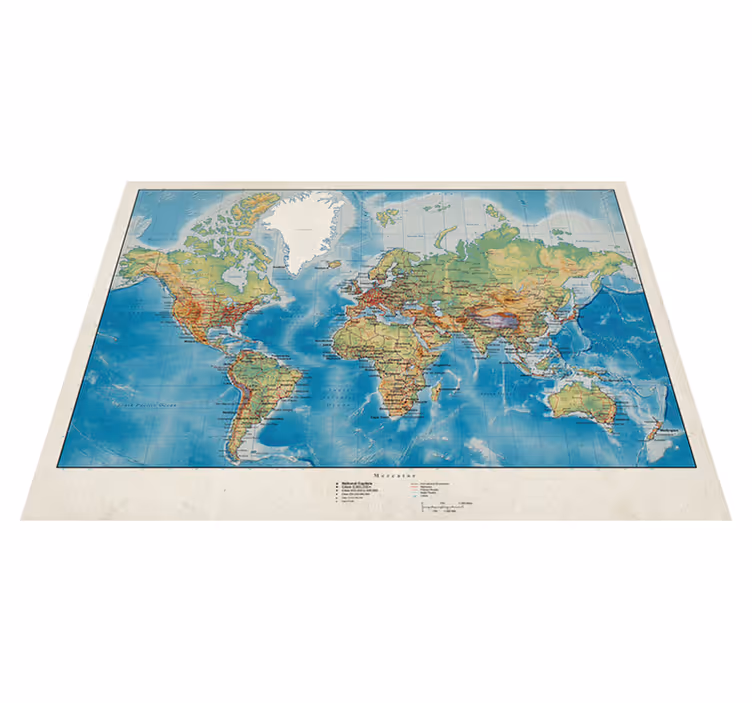 World map vinyl rug mercator style - TenStickers