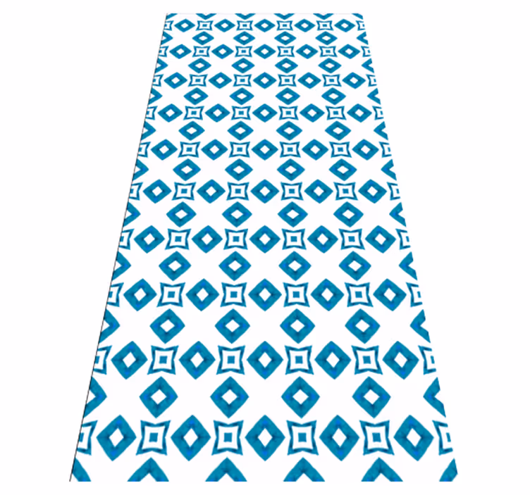 Texture vinyl rug with geometric blue diamond design - TenStickers