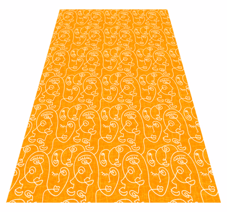 Texture vinyl rug featuring abstract orange women - TenStickers