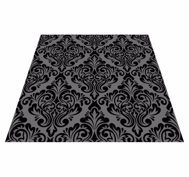 Vintage vinyl rug in vintage black damask - TenStickers