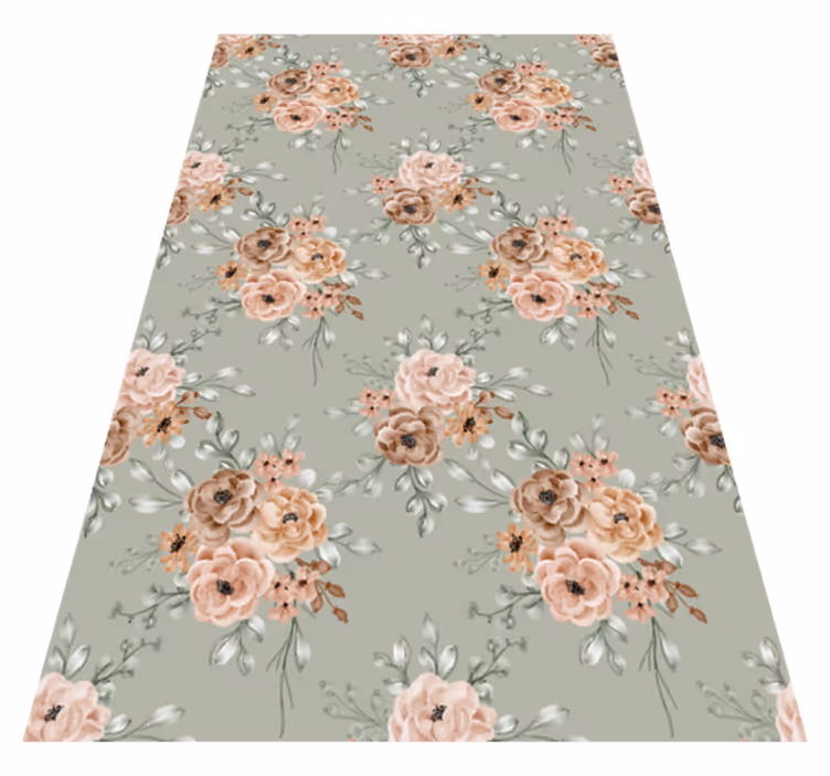 Vintage vinyl rug with mint green rose design - TenStickers