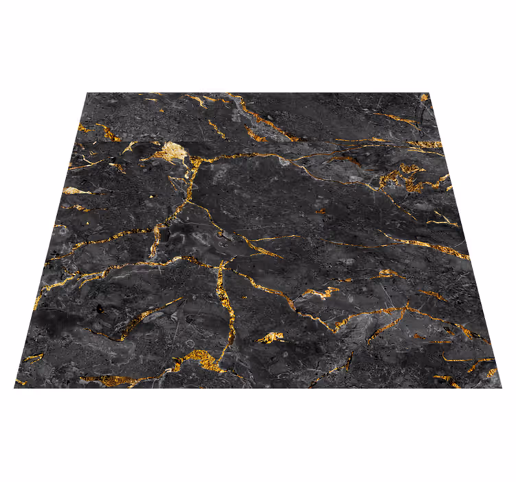 Texture vinyl rug black and gold marble design - TenStickers