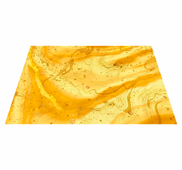 Texture vinyl rug yellow liquid marbles gold splatter - TenStickers