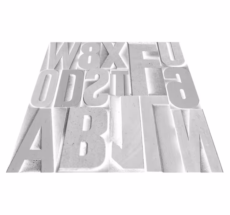 Custom vinyl rug with 3d grey letters design - TenStickers