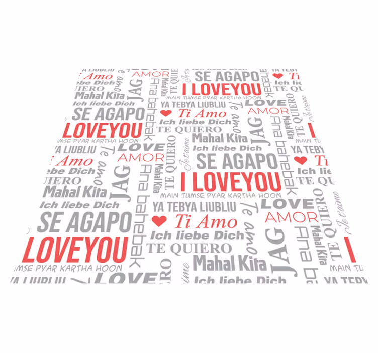 Custom vinyl rug je t'aime i love you te amo - TenStickers