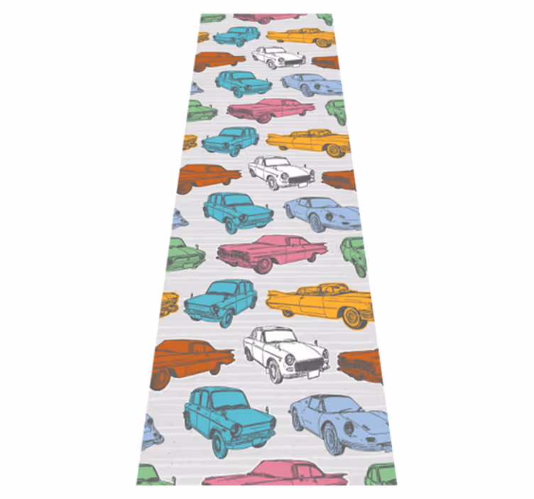 Vintage vinyl rug colorful classic cars design - TenStickers