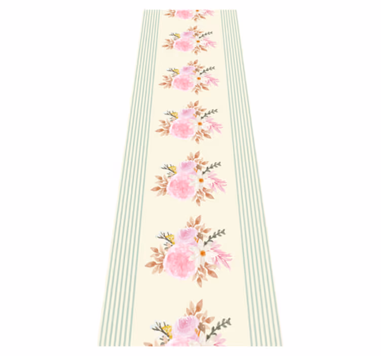 Vintage vinyl rug in french provincial floral stripe - TenStickers