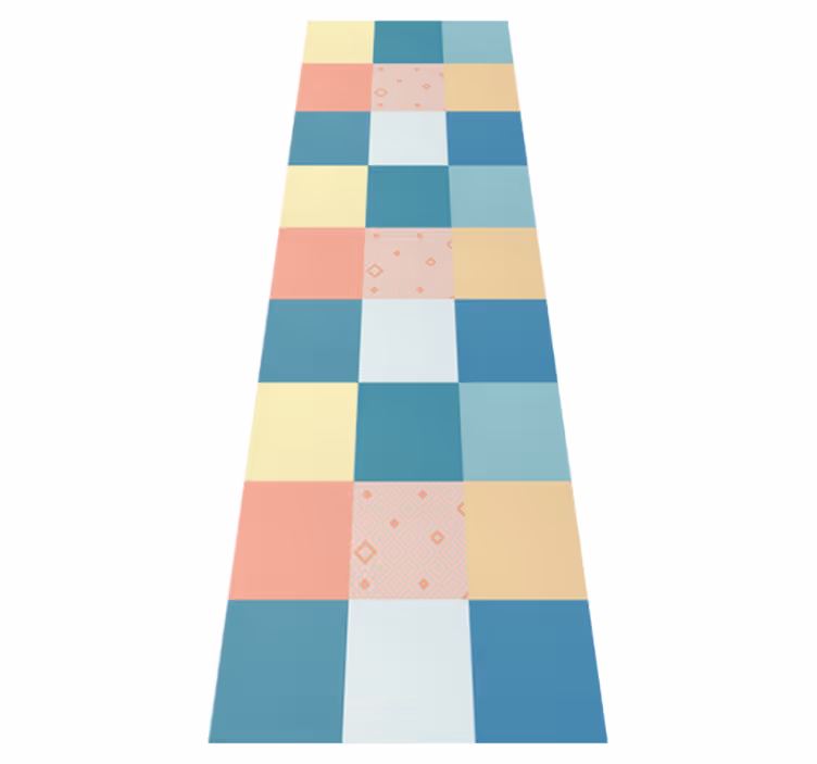 Vintage vinyl rug with colorful retro patchwork - TenStickers