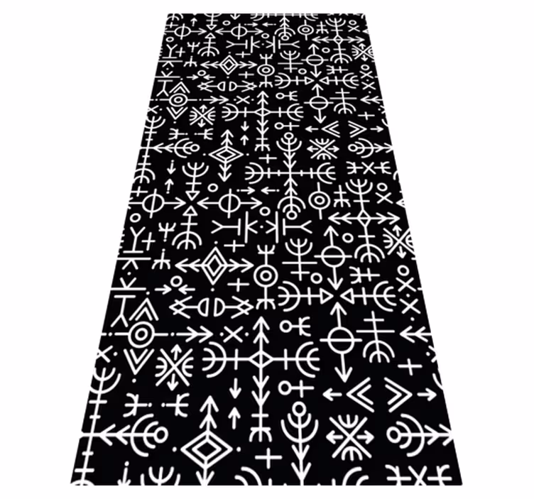Vintage vinyl rug with viking symbols set - TenStickers