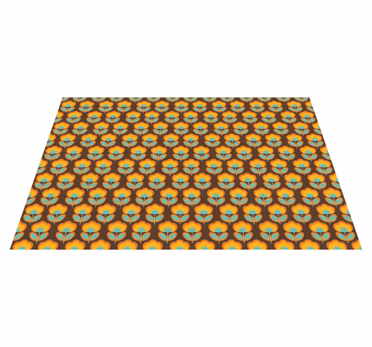 Vintage vinyl rug 70s floral design with leaves - TenStickers