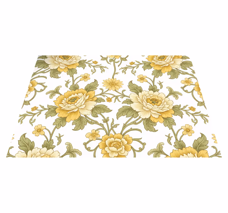 Vintage vinyl rug with yellow floral design - TenStickers