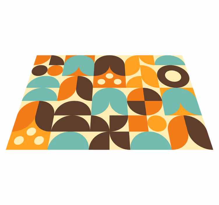 Vintage vinyl rug with geometric 70s patterns - TenStickers