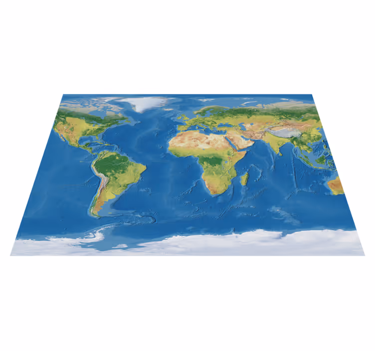 World map vinyl rug geographic realistic world map - TenStickers