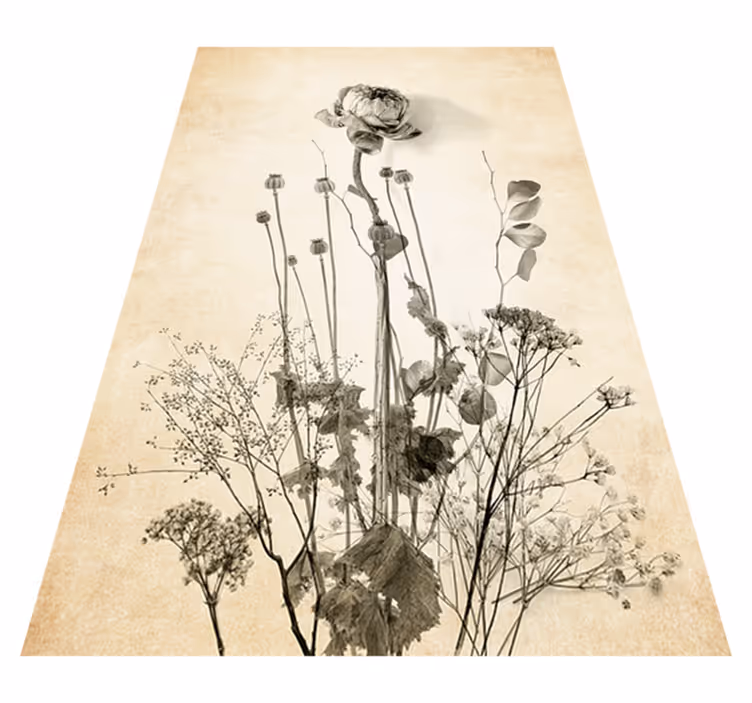 Floral vinyl rug bouquet of flowers on beige - TenStickers