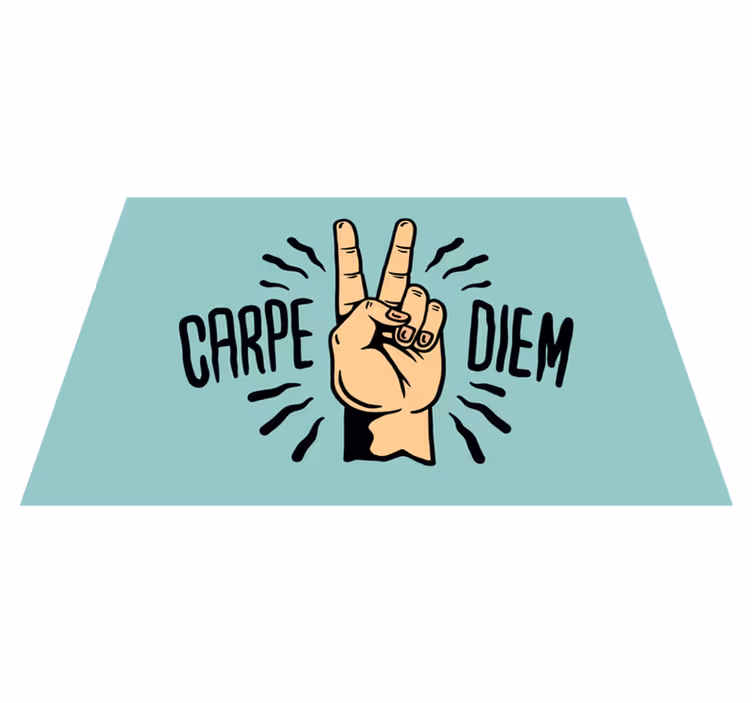 Custom vinyl rug carpe diem peace hand design - TenStickers