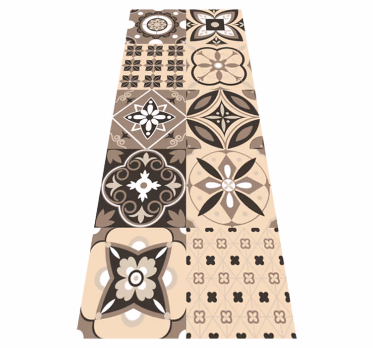 Texture vinyl rug in brown classic tiles - TenStickers