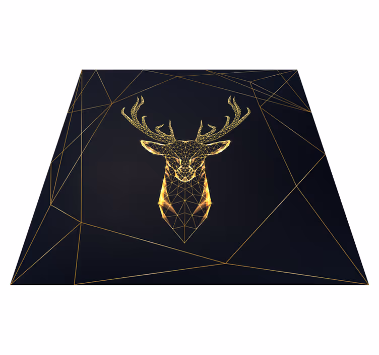 Geometric vinyl rug with golden stag design - TenStickers